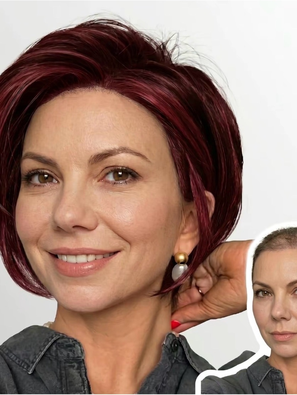 Chic Short Womens Wig in Burgundy Red - Unbranded